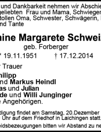 Todesanzeige Hermine Schweizer 2014